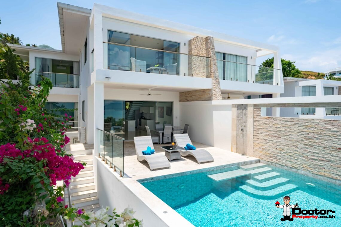Modern 5 Bedroom Pool Villa with Sea View in Choeng Mon, Koh Samui – For Sale